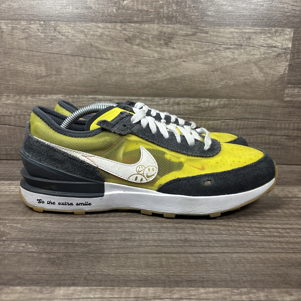 Nike Waffle One Go the Extra Smile Gray Yellow Womens Size 8.5 DO5868 Sneakers